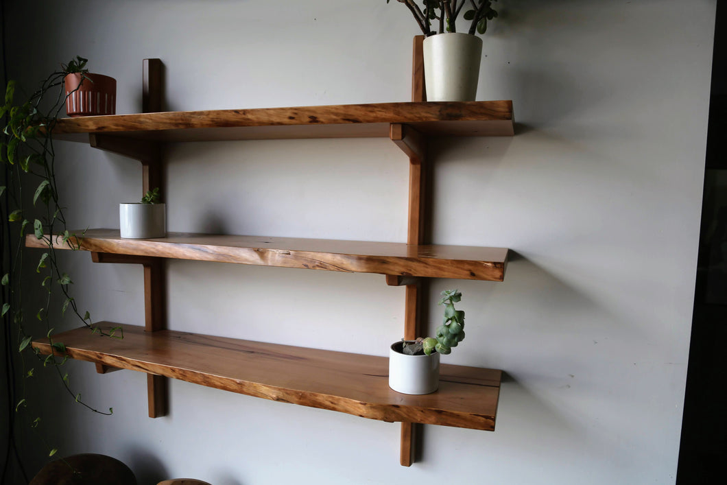 Live-edge Madrone Wall Shelve Unit